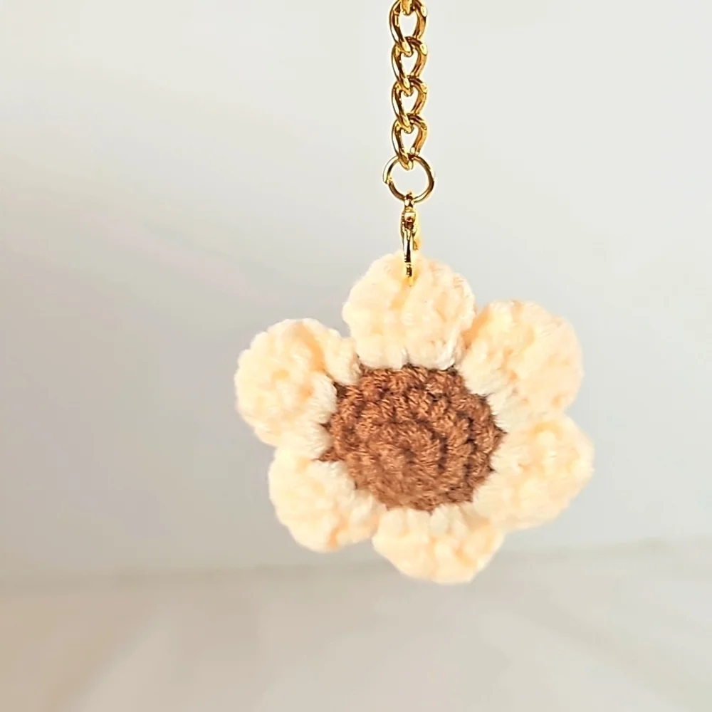 Hand Crafted Hand Knit Chrochet floral gold 4